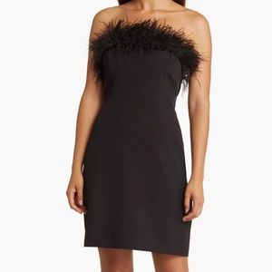 Sam Edelman Feather Trim Strapless Minidress NWT